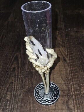 Vintage Easter Unlimited Halloween Skeleton Champagne Flute Spooky Stem